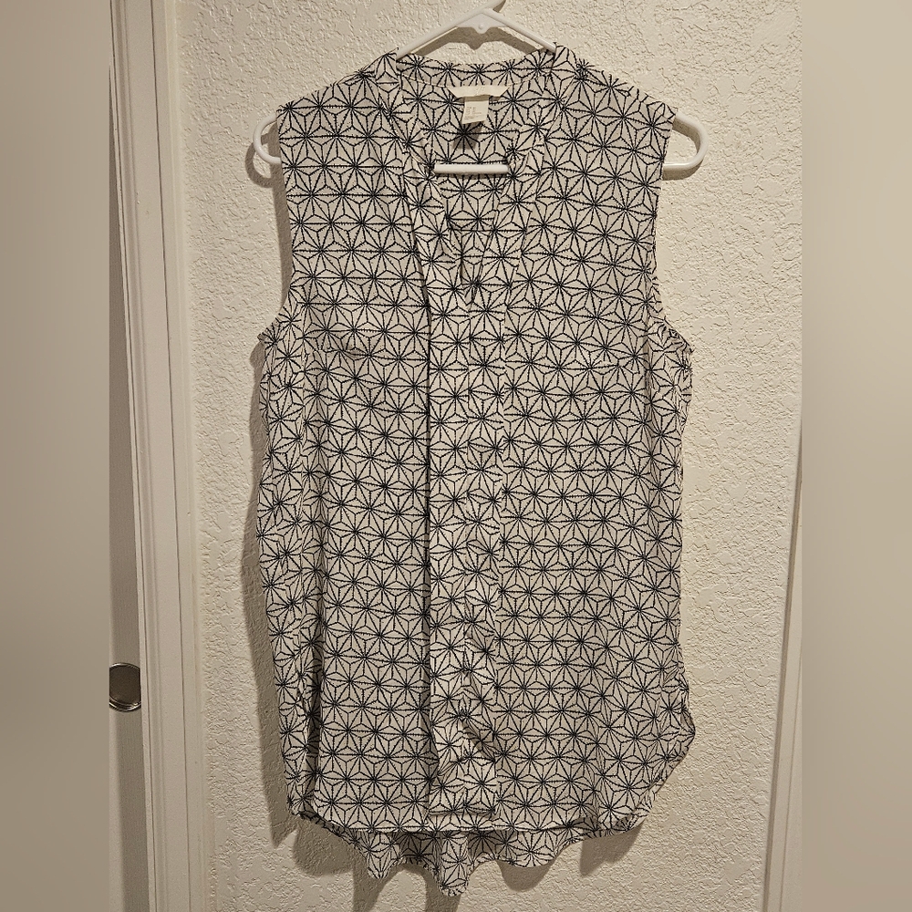H&M Black and White Patterned Shrt